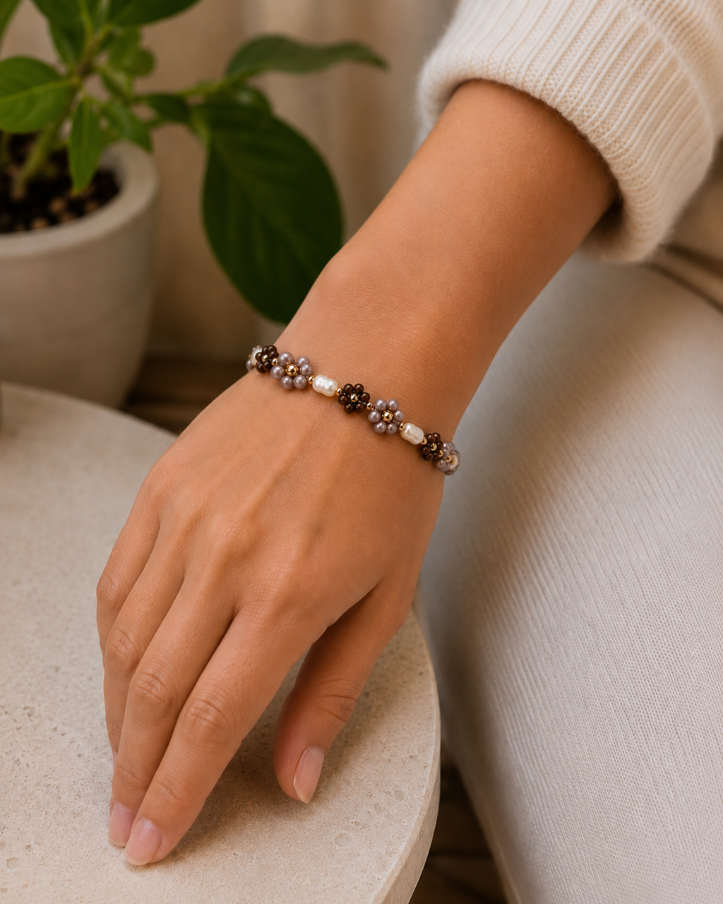 DAISY BROWN PEARL - Armband